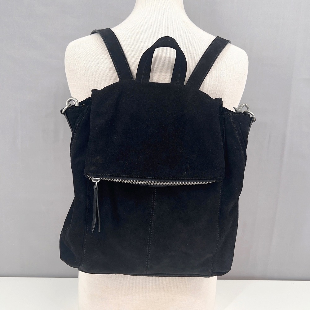 Free People Camilla Black Suede Backpack Shoulder Bag Convertible Boho Minimal